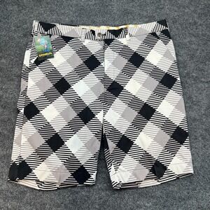 NWT Loudmouth Golf Shorts Mens 40 Golf Black Silver White Plaid Stretch